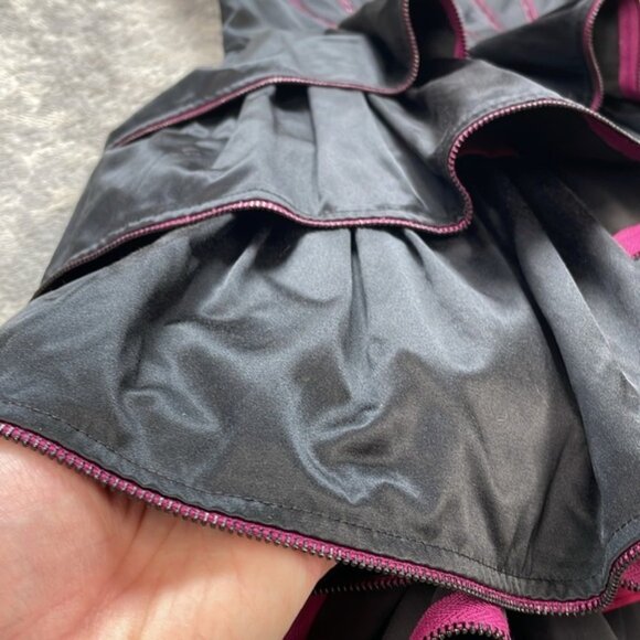 NWT Betsey Johnson Black Label Black Pink Zipper Corset Mini Dress Tiered Sz 2 - Picture 12 of 15